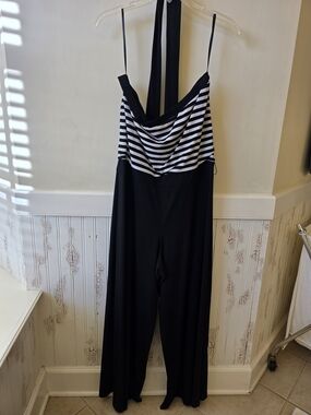 White House Black Market Black Striped Bodice Jumpsuit